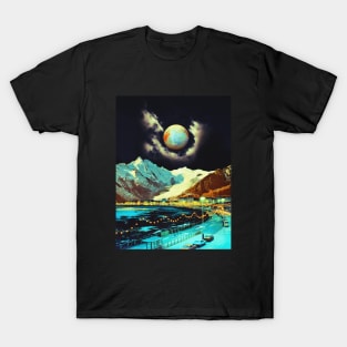 Full Moon Night - Space Collage, Retro Futurism, Sci-Fi T-Shirt